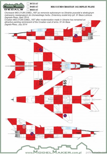 D48147 MiG-21UMD CROATIAN 165 Display plane