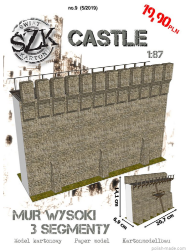 CASTLE - Mur wysoki 3 segm. - C09 - 1/87(H0)