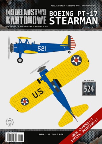 MK-524 - Boeing PT-17 STEARMAN - 1/50 model kartonowy