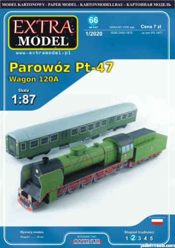 EX066 - 1/2020 - Parowóz Pt-47 + wagon 120A - 1/87 (H0)