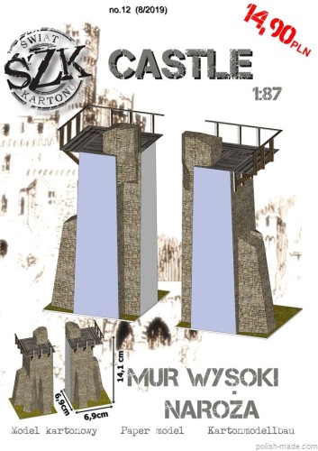 CASTLE - Mur wysoki naroża - C12 - 1/87(H0)