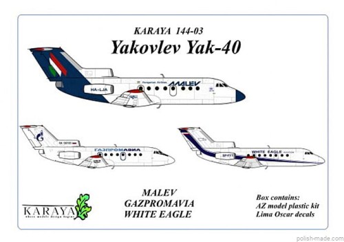 JAK-40 Jak-40 WEA/Malev/Gazprom - 1/144