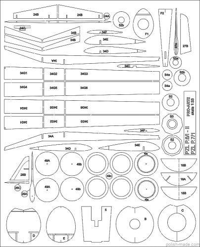 MK-L-15 - PZL P.7/I prototyp wręgi  - 1/33