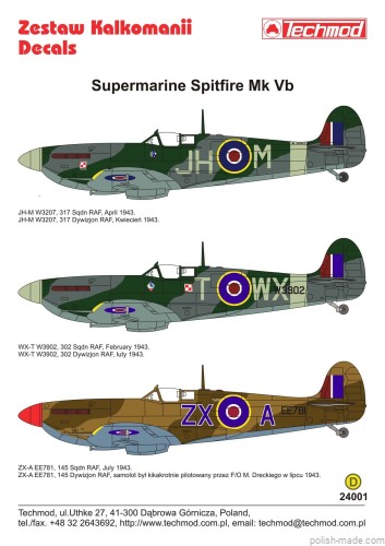24001 Spitfire Mk VB - pol. dywizjony 1943