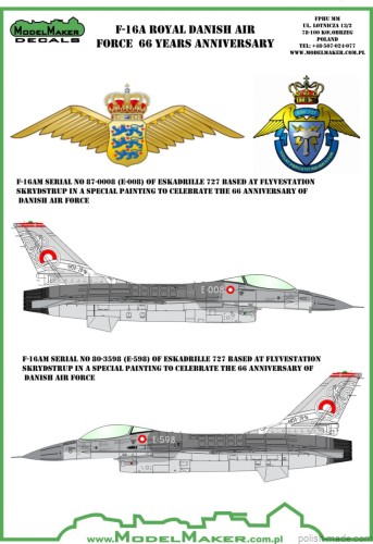 D72092 F-16A ROYAL DANISH A.F. - 66 YEARS ANNIVERSARY
