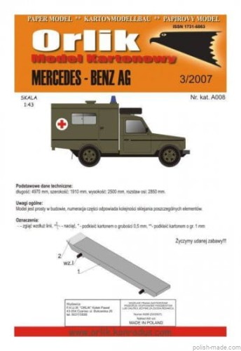 MERCEDES-BENZ AG karetka woj. - A008 - 1/43