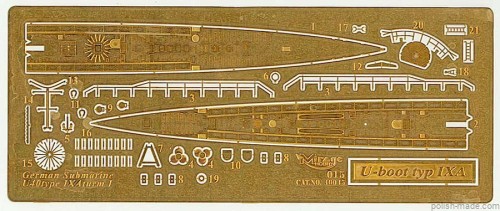 1/400 okręt podwodny Typ IXA Turm I U40 - blacha fototrawiona*