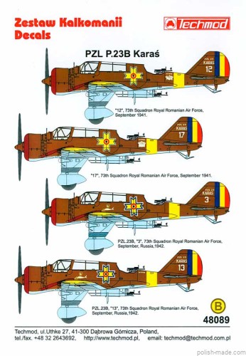 48089 PZL P.23B KARAŚ - Rumunia 1941-42