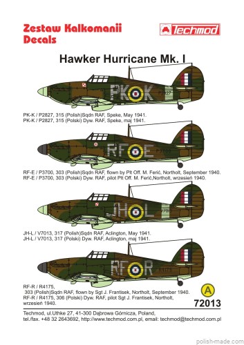 72013 Hawker Hurricane Mk I polskie dyw. 40-41'