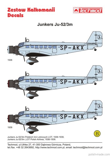 87003 JUNKERS Ju-52/3m - LOT 1936-39