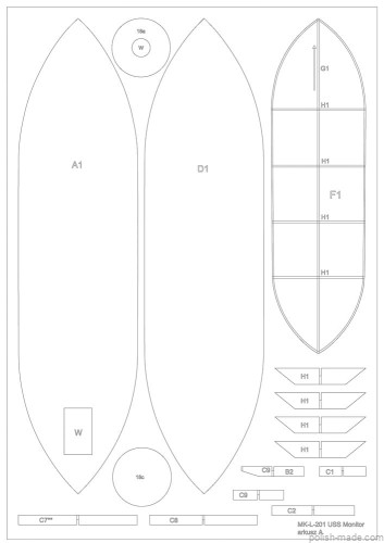MK-L-201 - USS MONITOR wręgi - 1/200