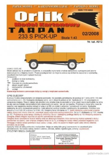 TARPAN 233 S PICK-UP - A012- 1/43