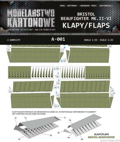 MK-A-001 - BRISTOL BEAUFIGHTER Mk.II/VI flaps - 1/33
